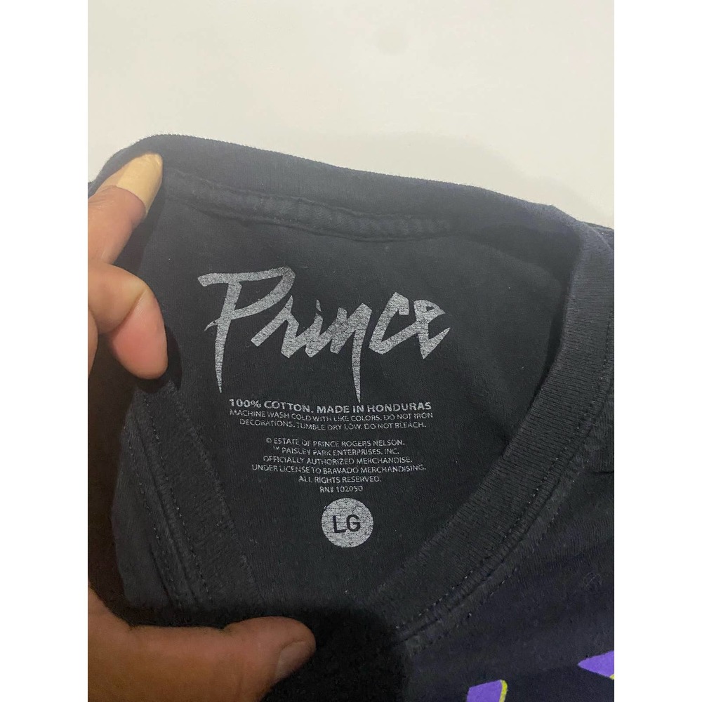 Prince Purple Rain Motorcycle Album Cover Retro Black T-Shirt Size Large
